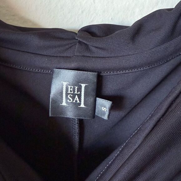 Helsa Matte Maxi Black Dress Jersey Off Shoulder Ruched Long Sleeve Size S - Picture 9 of 9